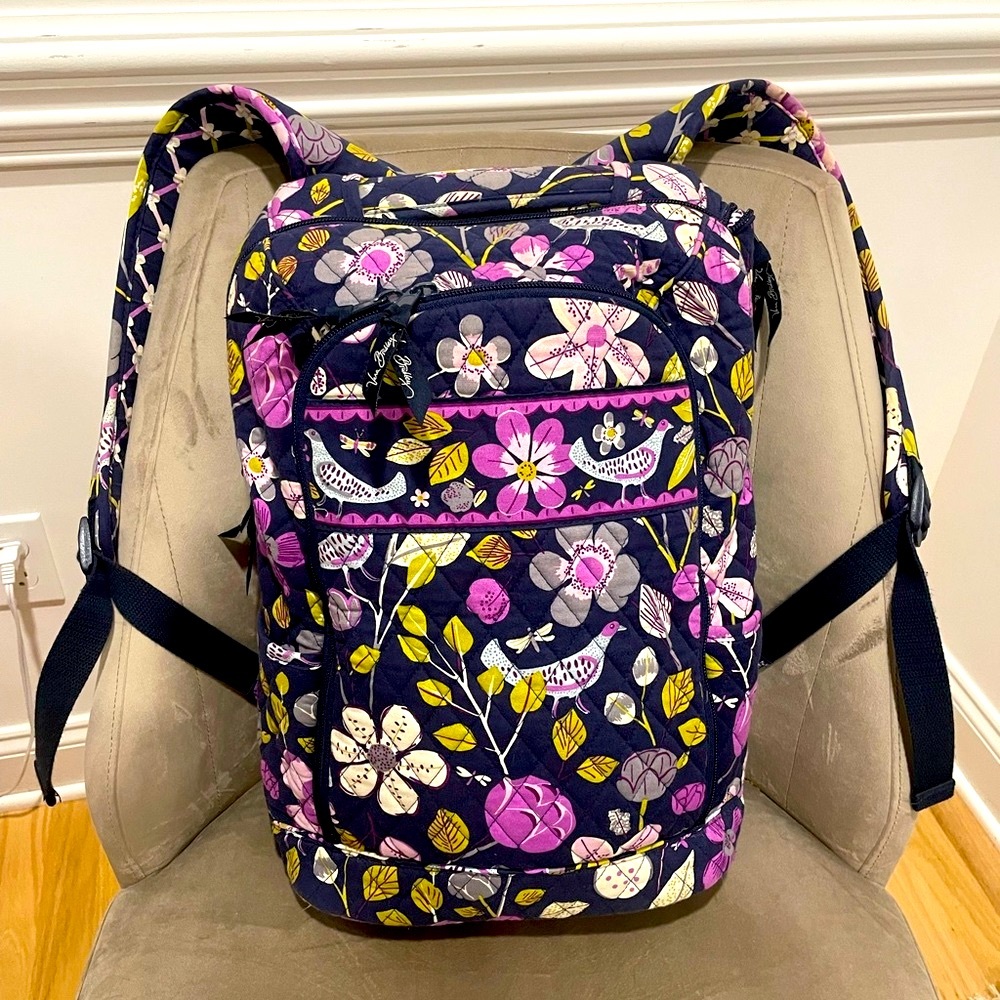 Vera Bradley Backpack Laptop Bag-pack Blue Floral Birds